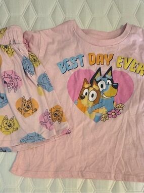Kids Pink 'Best Day Ever' skort Set with Bluey Characters